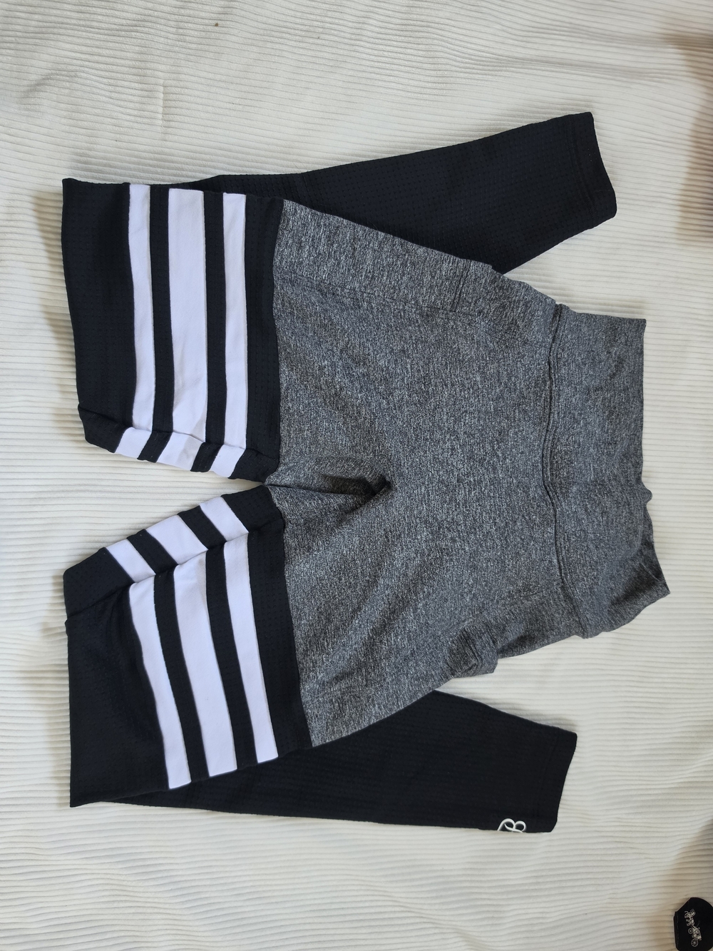 Bombshell Sportswear Girls' Grey, Black and White Striped Athletic Leggings